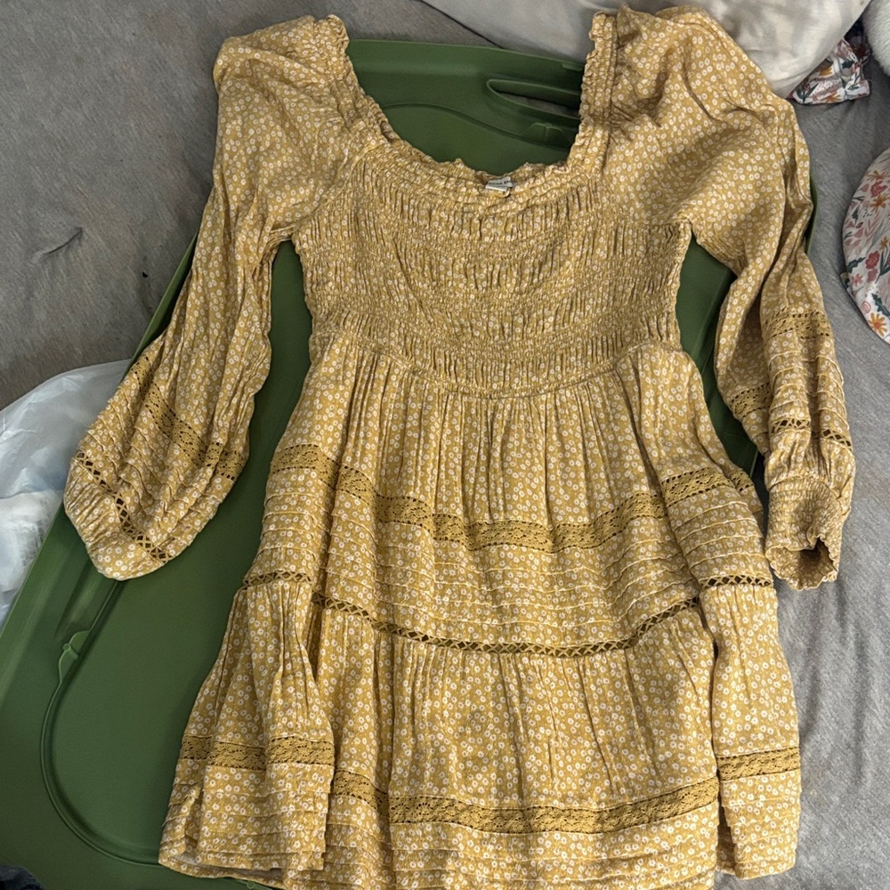 American Eagle Outfitters Mustard Floral Dress